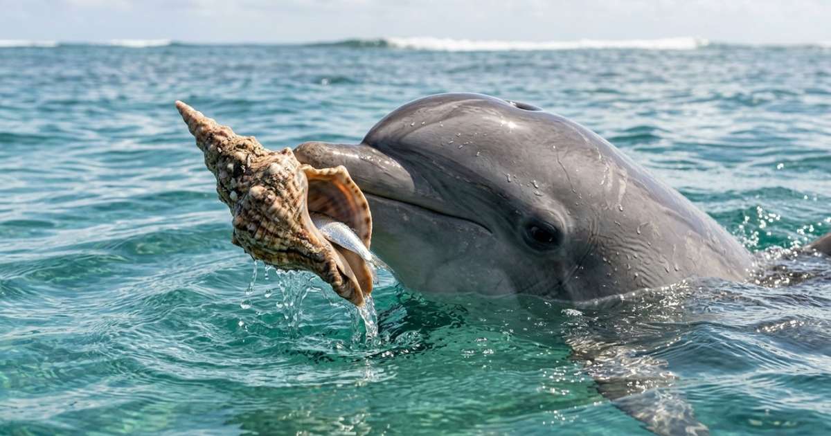 Cientistas filmam filhote de golfinho manipulando a mesma concha 3 minutos após a mãe: cena sugere que técnica de caça pode passar entre gerações