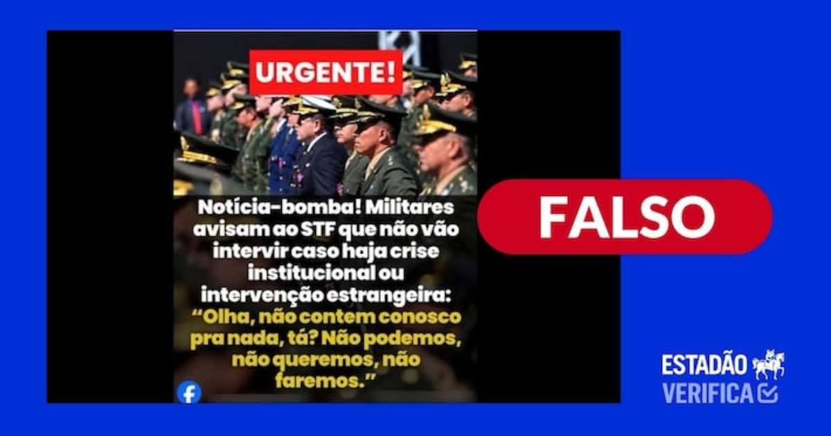 É falso que militares tenham avisado que não farão nada em caso de intervenção estrangeira no Brasil