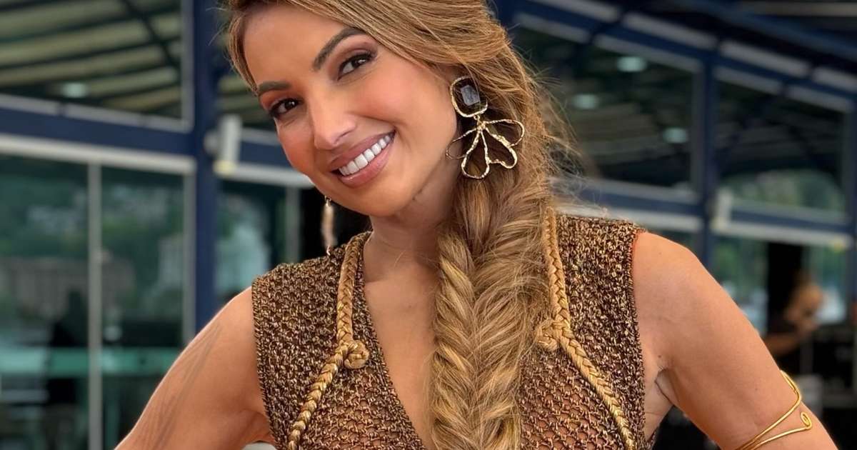 Patrícia Poeta faz 50 anos com vestido de crochê de R$ 9 mil de grife estreante no SPFW