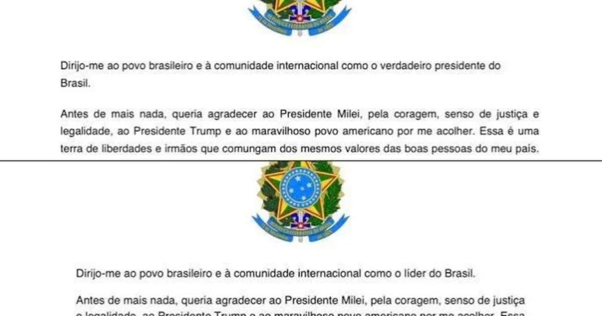 Erro no brasão do Brasil e autoproclamação como presidente: entenda as três versões da carta de Flávio Bolsonaro enviadas dos EUA