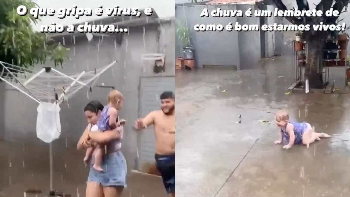 video de bebé bajo la lluvia se vuelve viral;  ¿La precipitación causa la gripe o un resfriado?