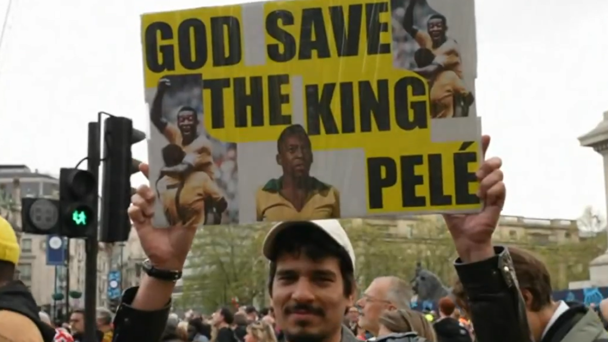 Protesters against the British monarchy use King Pele’s image in protests