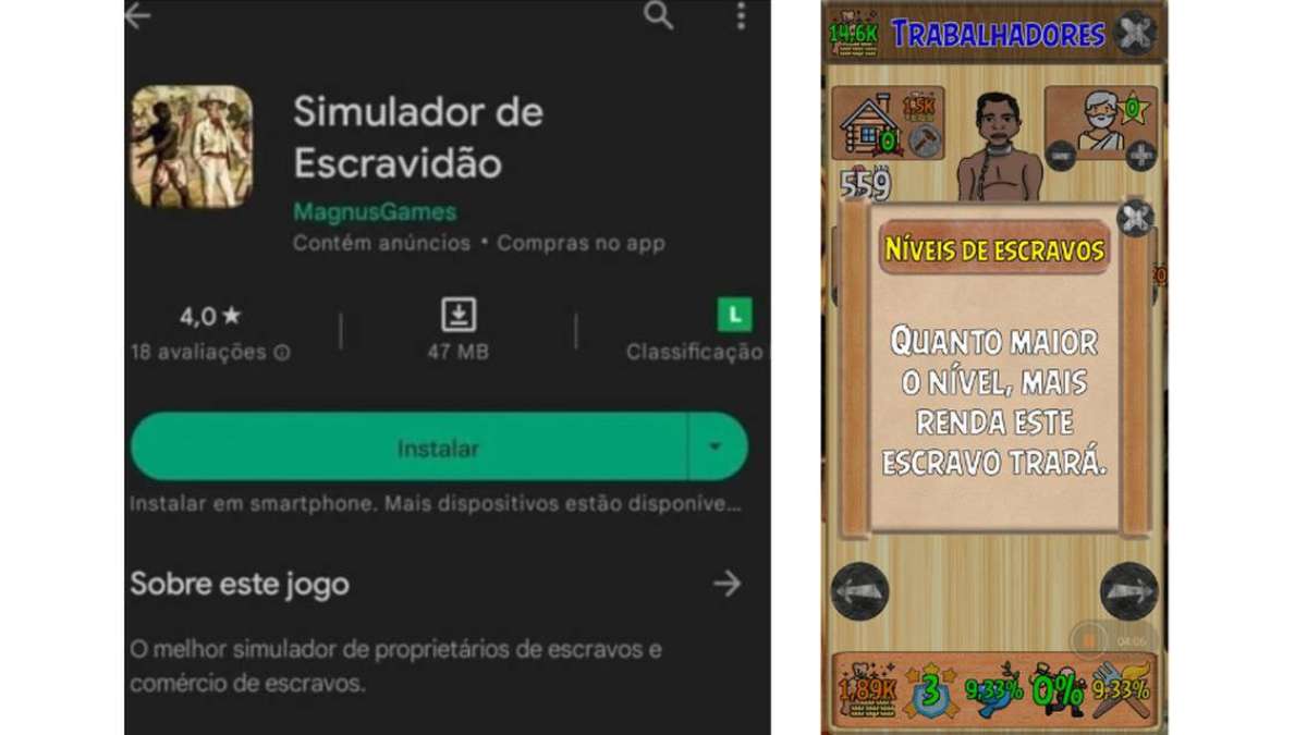 Jogo de Simulação de Escravidão na Play Store ensina como açoitar escravos;  usuários trocam práticas de tortura - Blog do Valente