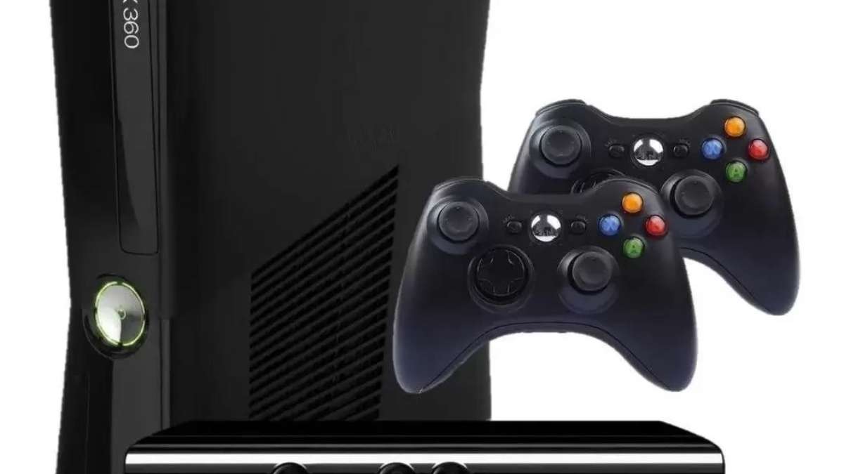 Console Xbox 360 Slim 4gb Kinect 2 Controles 3 Jogos - Usado