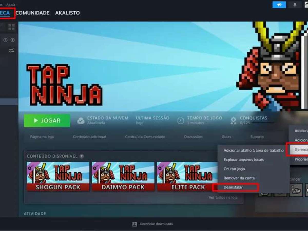 Como desinstalar jogos da Steam