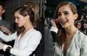 Emma Watson usou grampos aparentes na lateral do cabelo na première do filme Noah em Madri, na Espanha