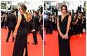 Fernanda Machado esteve em Cannes com vestido preto com detalhes de renda assinado por Martha Medeiros, que sai por R$ 5.980. Calçado e clutch de Carmen Steffens