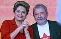Dilma e Lula durante evento do PT