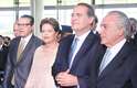 Da esquerda para a direita, o deputado federal Eduardo Alves, Dilma Rousseff, o presidente do Senado, Renan Calheiros e o vice-presidente Michel Temer