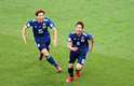 Osako e Haraguchi comemoram o gol do Japão