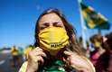 Concentração de manifestantes à favor do governo expressam apoio ao presidente Jair Bolsonaro em Brasília