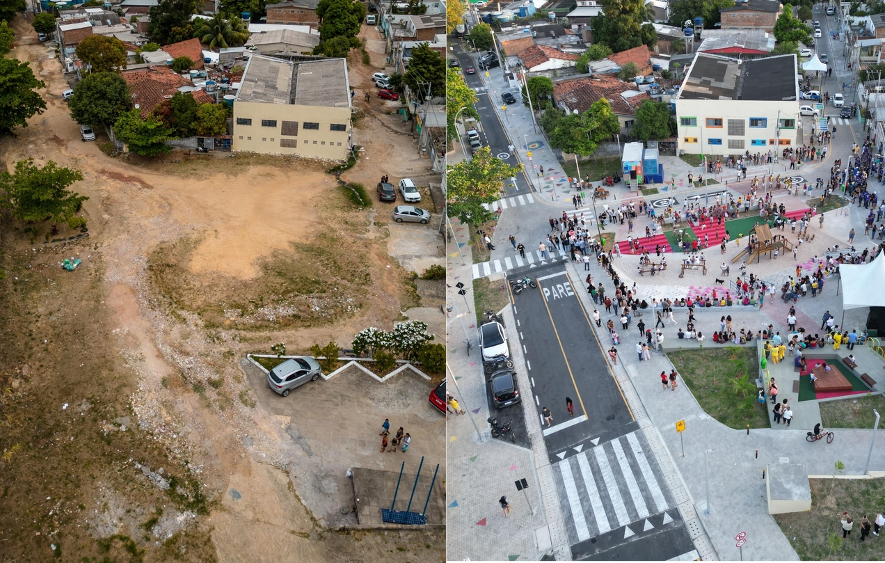 Antes e depois da interven&ccedil;&atilde;o no Recife