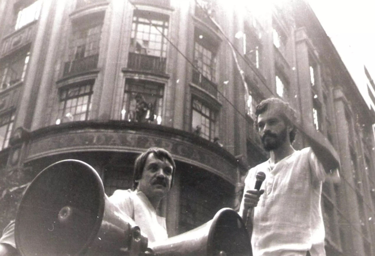 Sócrates em uma das manifestações a favor das Diretas Já