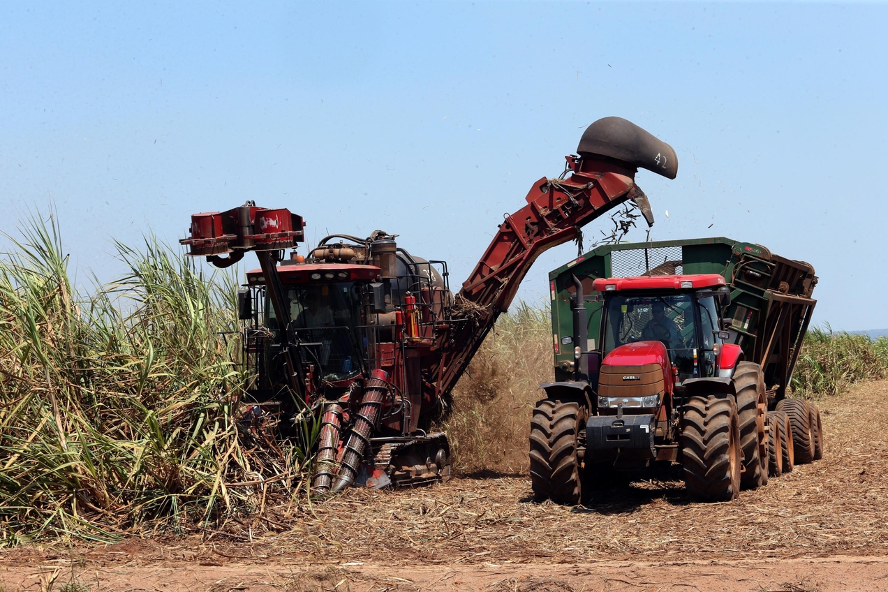 Colheita de cana-de-a&ccedil;&uacute;car na Usina de Etanol Itamarati, situada na Rodovia MT-358, na Zona Rural de Nova Ol&iacute;mpia, no estado do Mato Grosso.