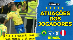 Confira o desempenho dos jogadores do Brasil na vitória de 4 a 0 em cima do Peru
