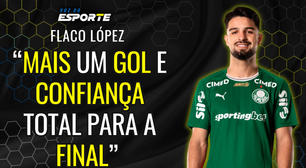 Artilheiro Flaco López celebra vantagem do Palmeiras na final do Paulistão
