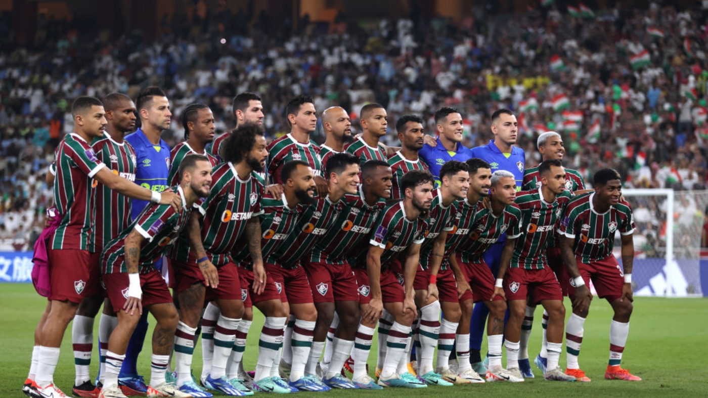 Jogadores do Fluminense juntos antes de final contra o Manchester City  Foto: Lars Baron/FIFA/Getty Images