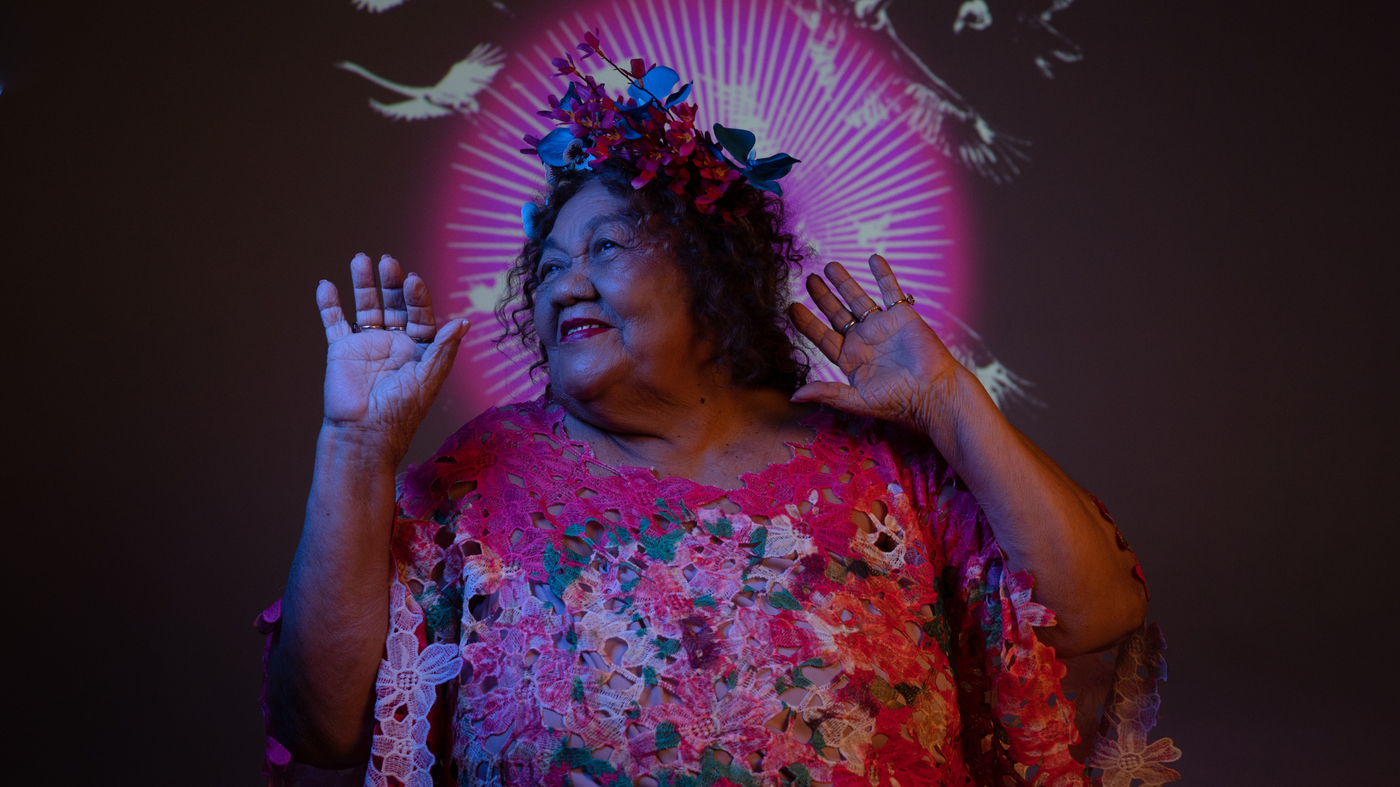 Rainha do carimbó, Dona Onete comemora a repercussão da COP30 em Belém  Foto: Divulgação/Tereza Maciel