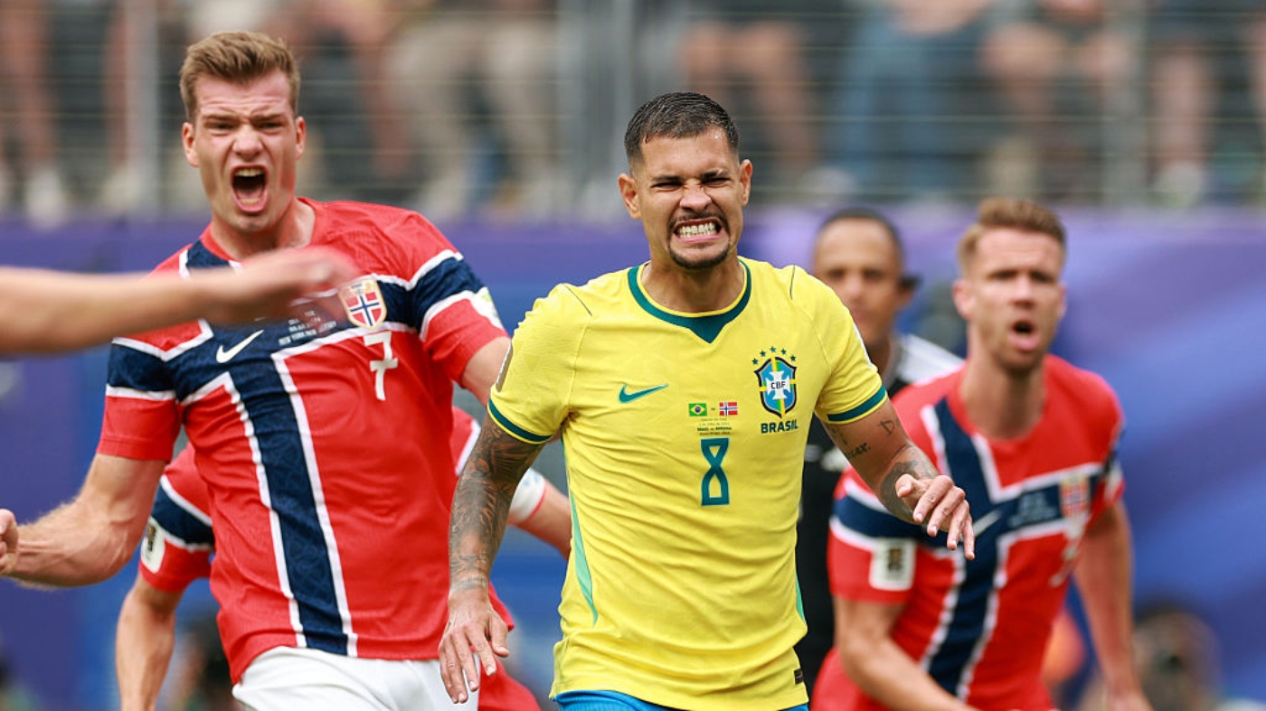 Bruno Guimarães perde pênalti contra a Noruega  Foto: Elsa/Getty Images