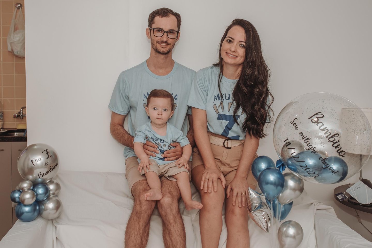 Estevão, filho de Aurélio e Mônica, foi diagnosticado com AME tipo 1 quando estava prestes a completar seis meses de idade  Foto: Mel Bueno