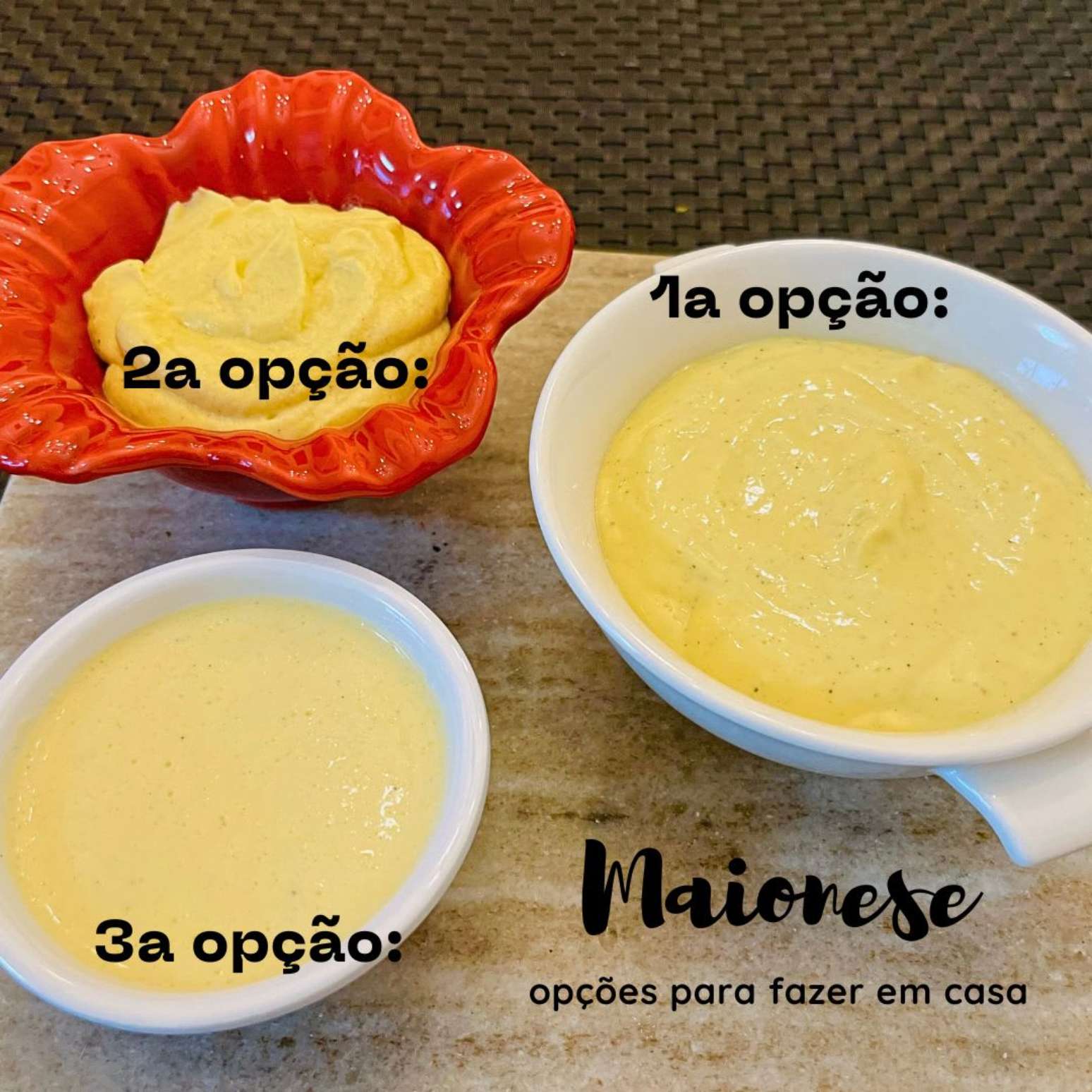 Maionese caseira: 3 opções, sendo 2 delas com ovos cozidos