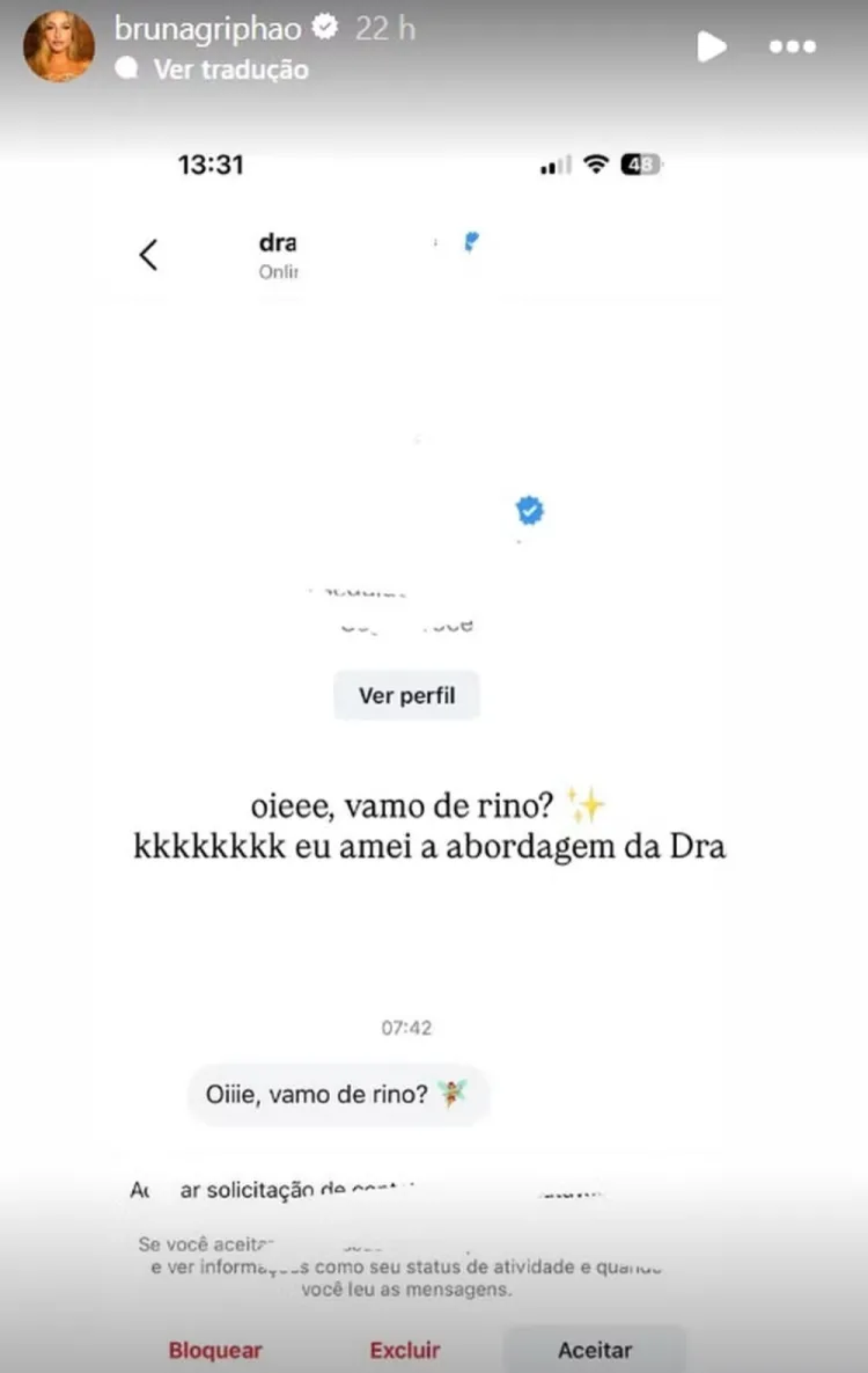 'Vamos de rino?': Bruna Griphao ironiza convite de cirurgiã plástica