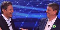 Fernando Haddad (PT) e Tarc&iacute;sio de Freitas (Republicanos) no debate promovido pela TV Band. Foto: Alex Silva/Estad&atilde;o / Estad&atilde;o