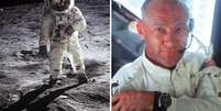 À esquerda, Buzz Aldrin em uma das mais conhecidas fotos da exploração espacial. A outra imagem também foi feita durante a missão Apollo 11. Aldrin faz 83 anos neste domingo  Foto: Nasa / Divulgação
