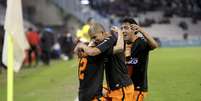 <p>Valencia festeja gol marcado pelo paraguaio Valdez</p>  Foto: EFE