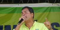 <p>O atual presidente, Rafael Correa, candidato pelo movimento Alianza País</p>  Foto: Divulgação