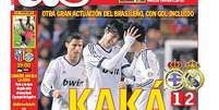 <p>Meia brasileiro Kaká virou manchete do jornal <i>As</i> após marcar em vitória do Real sobre o La Coruña</p>  Foto: As / Reprodução