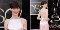 <p>Decote nas costas do vestido de Anne Hathaway</p>  Foto: Getty Images 