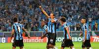 Barcos aproveitou falha da zaga adversária para abrir o placar na Arena do Grêmio  Foto: Lucas Uebel/Grêmio / Divulgação