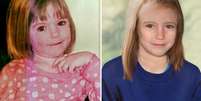 Montagem mostra foto da menina Madeleine McCann aos três anos (E), quando desapareceu, e como ela seria em 2012, com nove anos  Foto: AFP