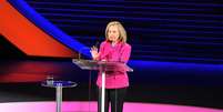 Hillary Clinton durante a conferência em Nova York nesta sexta-feira  Foto: AP