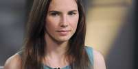 Amanda Knox durante a grava&ccedil;&atilde;o da entrevista para a ABC, em Nova York, em 9 de abril  Foto: AP