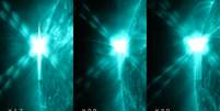 <p>Imagem divulgada pela Nasa mostra tr&ecirc;s erup&ccedil;&otilde;es solares que ocorreram em 24 horas</p>  Foto: Nasa / Divulgação