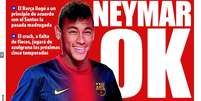 <p>Capa do <em>Mundo Deportivo</em> relata o acerto entre Santos e Barcelona por Neymar</p>  Foto: Reprodução