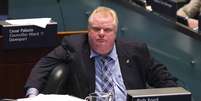 Rob Ford na assembleia local no dia 21 de maio  Foto: Reuters