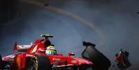 <p>Massa bateu sua Ferrari no terceiro treino livre em Mônaco</p>  Foto: Getty Images 