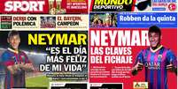 Jornais catalães projetam Neymar com a camisa do Barcelona  Foto: Sport/Mundo Deportivo / Reprodução