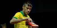 <p>Antes de se apresentar à Seleção Brasileira, Neymar participou do lançamento de sua nova chuteira no Rio de Janeiro</p>  Foto: Mauro Pimentel / Terra