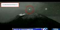 Imagens parecem mostrar um objeto não identificado "aterrissando" dentro de um vulcão ativo  Foto: Reprodução