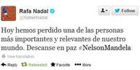 <p>Tenista espanhol noticiou morte de ex-presidente sul-africano; mais tarde, se corrigiu</p>  Foto: Reprodução