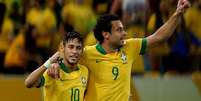<p>Fred e Neymar atordoaram os espanhóis: três gols e futebol de alto nível</p>  Foto: Ricardo Matsukawa / Terra