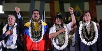 Vice-presidente da Bolívia Alvaro García, Nicolás Maduro, Evo Morales e Rafael Correa  Foto: AFP