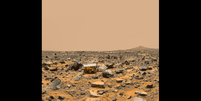 <p>Mars Pathfinder enviou com sucesso sua primeira transmissão em 1997; acima, uma das imagens</p>  Foto: Nasa / Divulgação