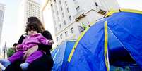 <p>Manifestantes acampam em frente à prefeitura de São Paulo e pedem por moradia</p>  Foto: Bruno Santos / Terra