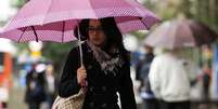 <p>Jovem se protege da chuva que atingiu a região da avenida Paulista na manhã desta terça-feira</p>  Foto: Bruno Santos / Terra