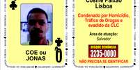 Do naipe Paus, as modificações ocorreram na carta da Rainha, que passa a estampar a foto de Cosme Paixão Lisboa, mais conhecido como "Coe" ou "Jonas", homicida e traficante de drogas  Foto: Divulgação